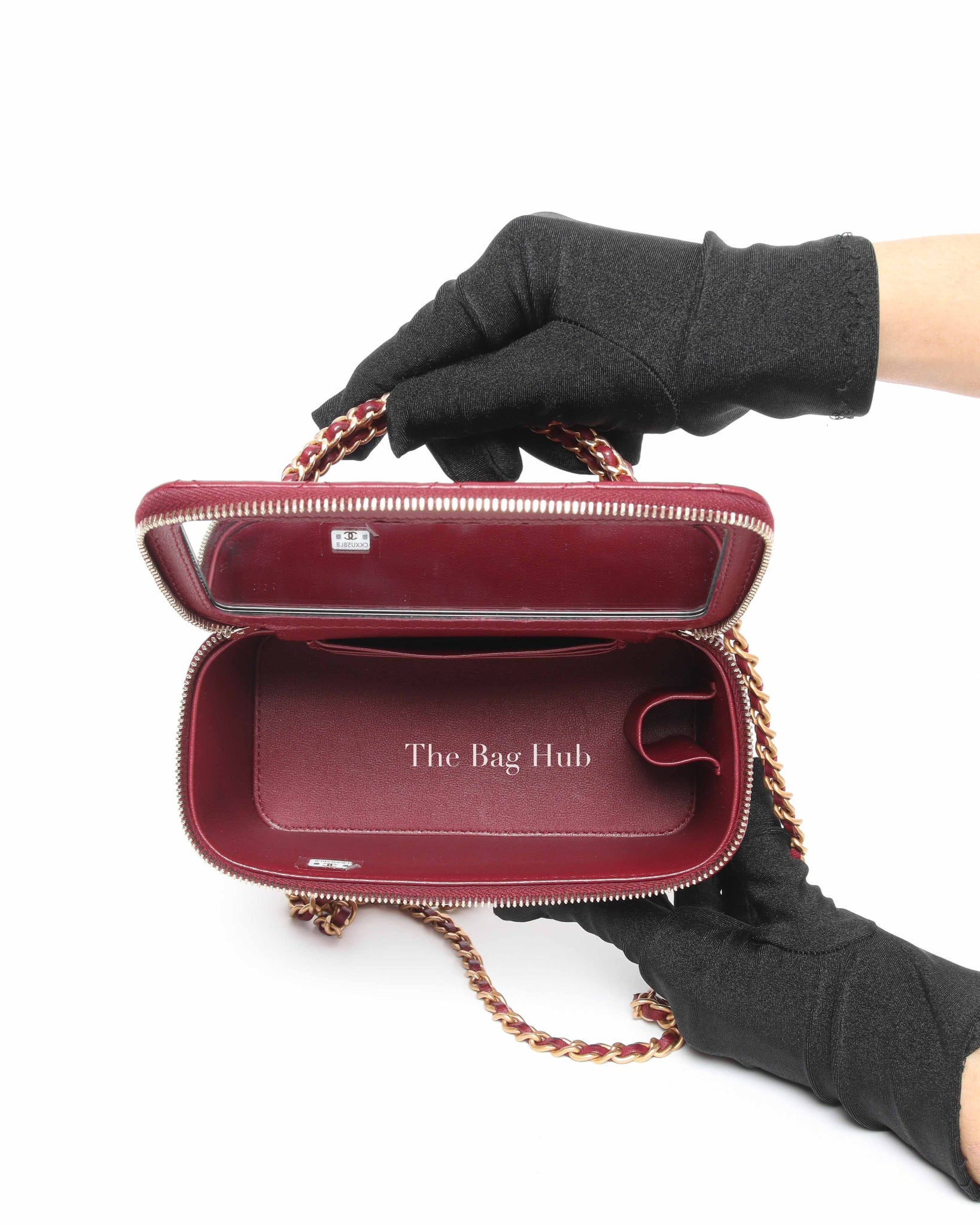 Chanel Burgundy Quilted Leather Pick Me Up Vanity Bag GHW