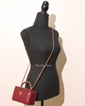 Chanel Burgundy Quilted Leather Pick Me Up Vanity Bag GHW