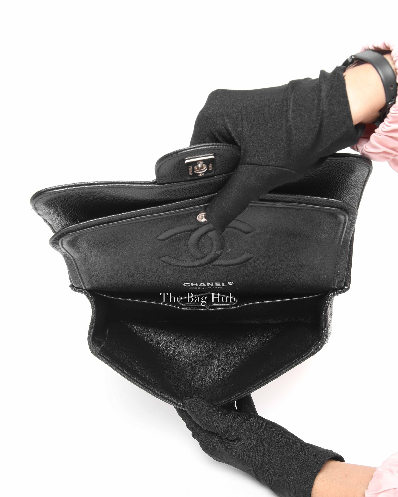Chanel Black Caviar Small Double Flap Bag SHW