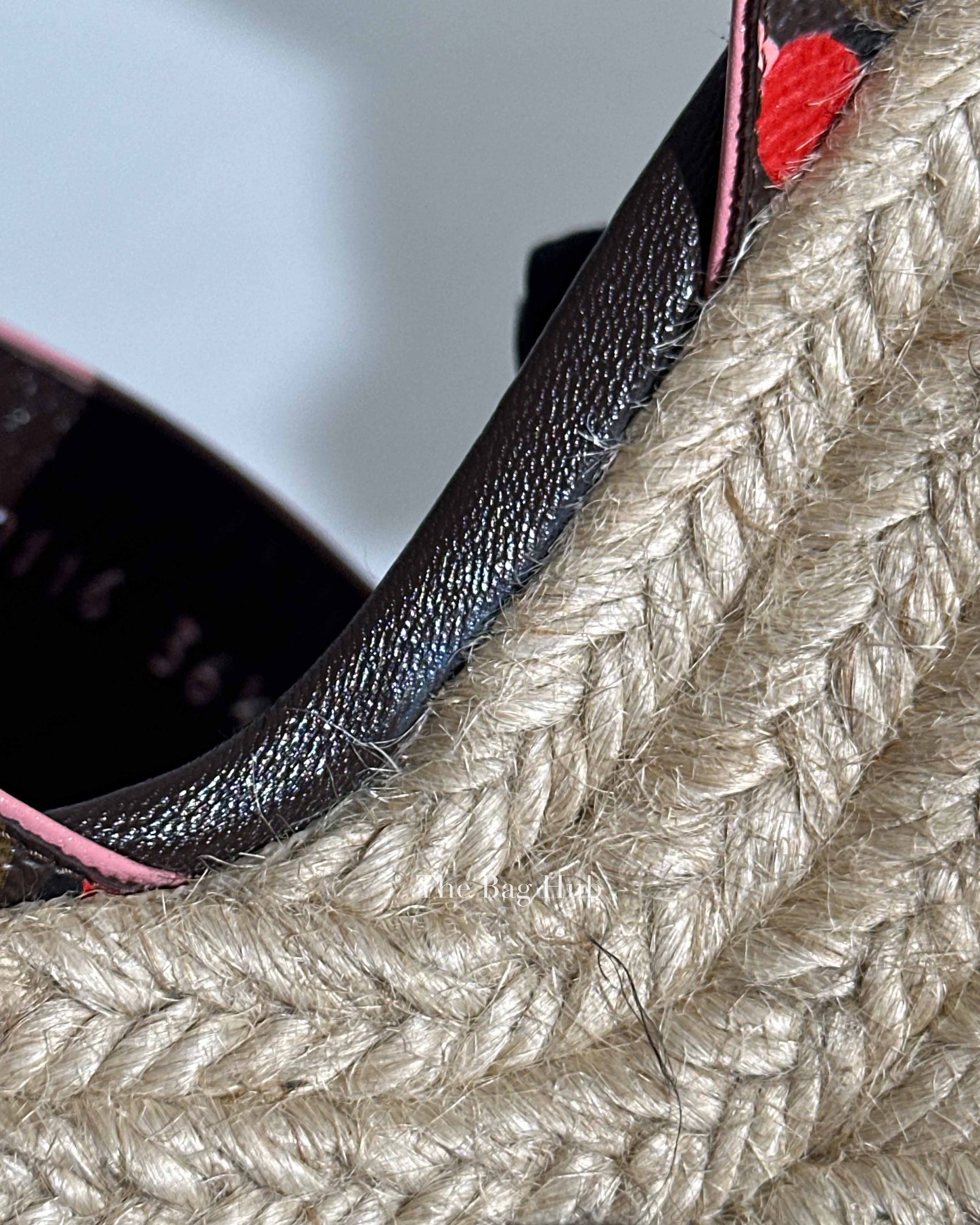 Louis Vuitton Pink/Brown Monogram Canvas Sugar Pink Poppy Espadrille Wedge Platform Ankle Strap Sandals Size 36.5