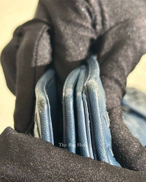 Bottega Veneta Navy Blue Intrecciato Leather Double Zip Tote Bag