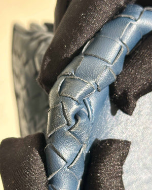 Bottega Veneta Navy Blue Intrecciato Leather Double Zip Tote Bag