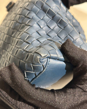 Bottega Veneta Navy Blue Intrecciato Leather Double Zip Tote Bag