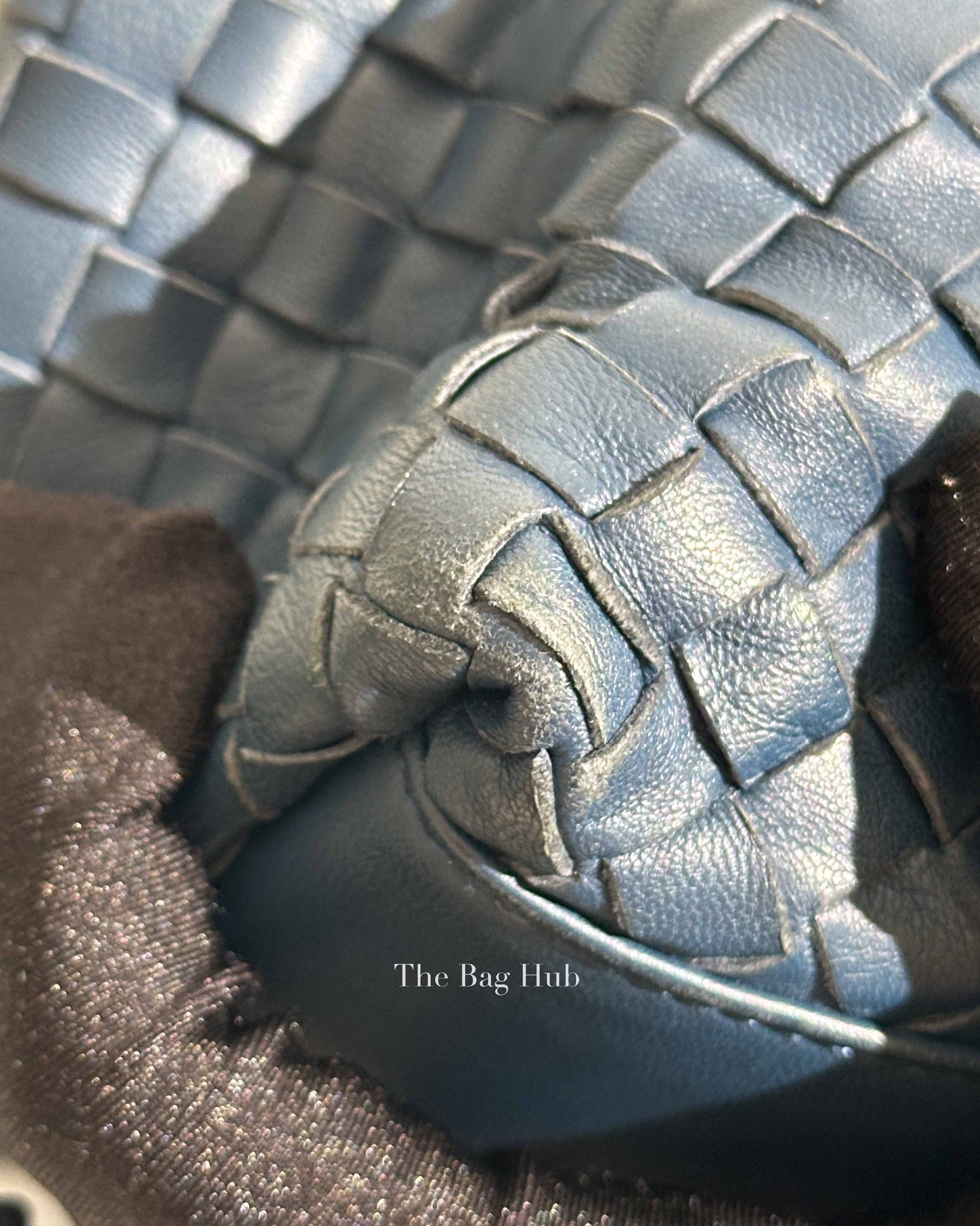 Bottega Veneta Navy Blue Intrecciato Leather Double Zip Tote Bag