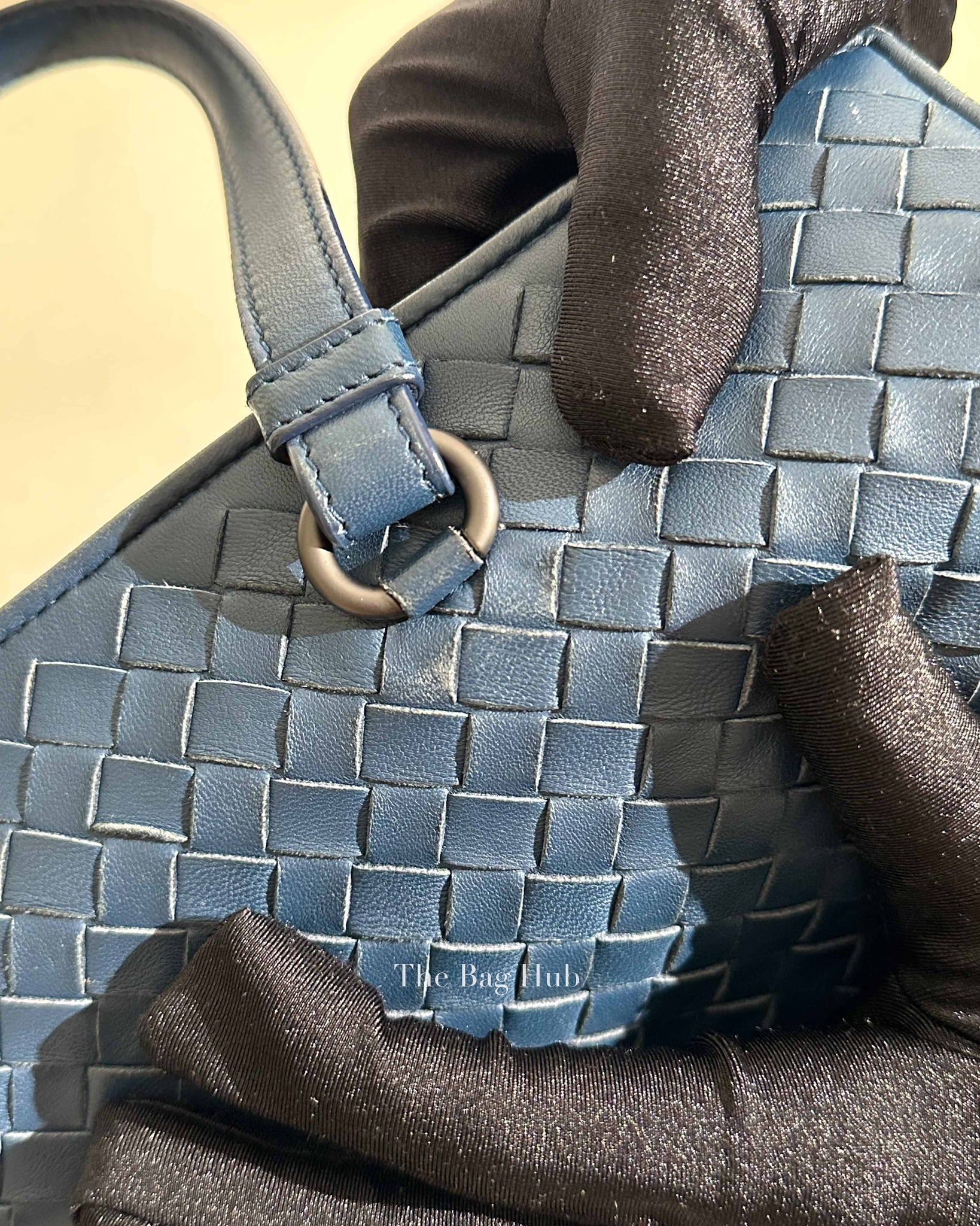 Bottega Veneta Navy Blue Intrecciato Leather Double Zip Tote Bag