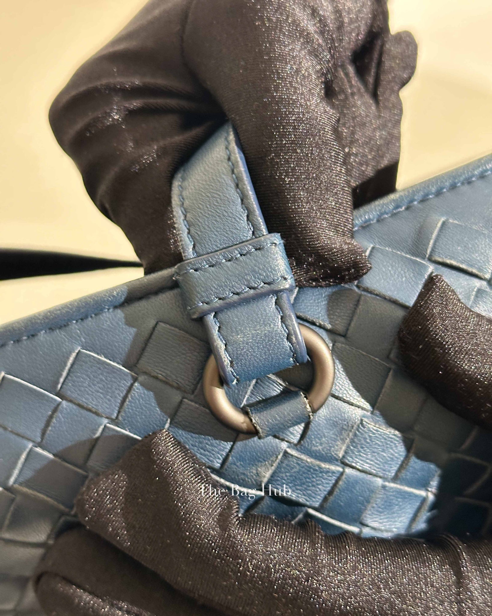 Bottega Veneta Navy Blue Intrecciato Leather Double Zip Tote Bag