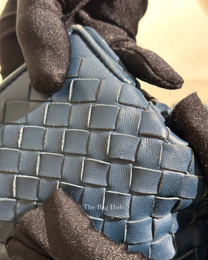 Bottega Veneta Navy Blue Intrecciato Leather Double Zip Tote Bag