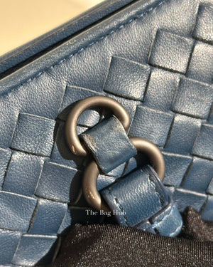 Bottega Veneta Navy Blue Intrecciato Leather Double Zip Tote Bag