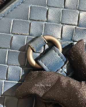 Bottega Veneta Navy Blue Intrecciato Leather Double Zip Tote Bag