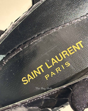 Saint Laurent Black Snakeskin Pointed Toe Pumps Size 38