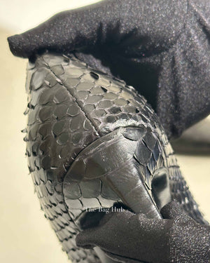 Saint Laurent Black Snakeskin Pointed Toe Pumps Size 38