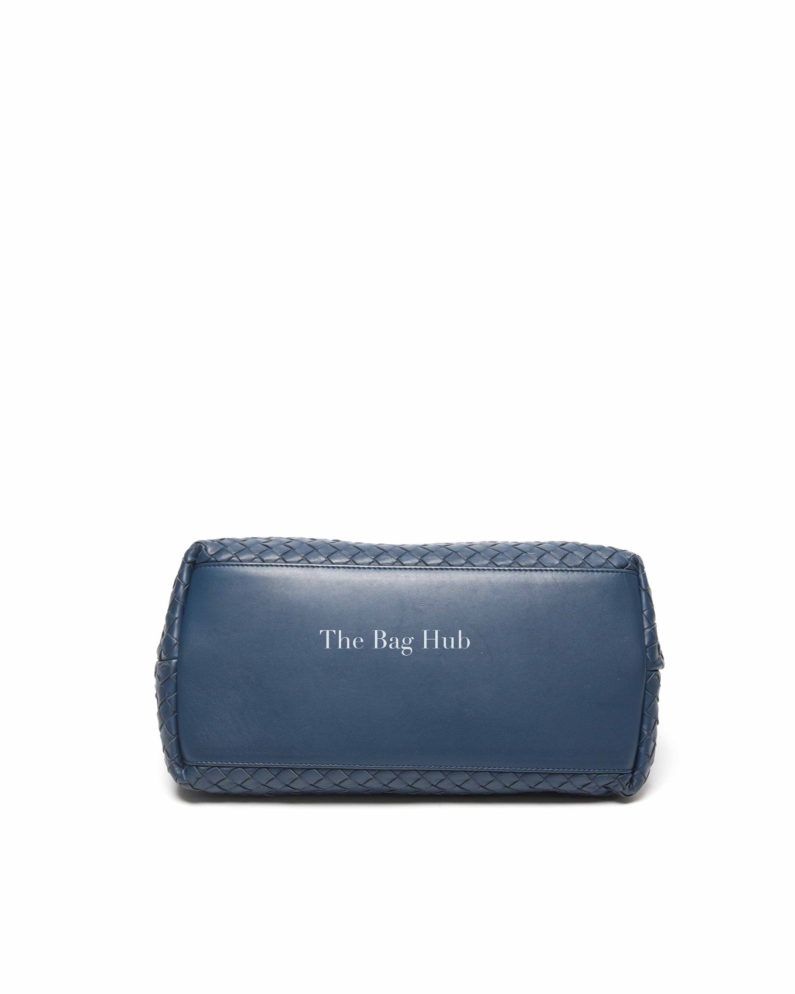Bottega Veneta Navy Blue Intrecciato Leather Double Zip Tote Bag