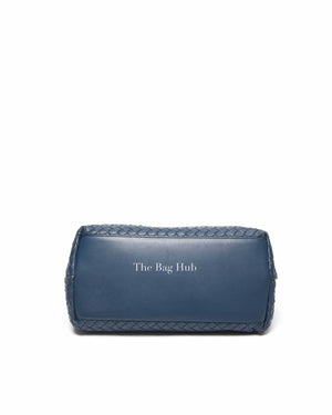Bottega Veneta Navy Blue Intrecciato Leather Double Zip Tote Bag