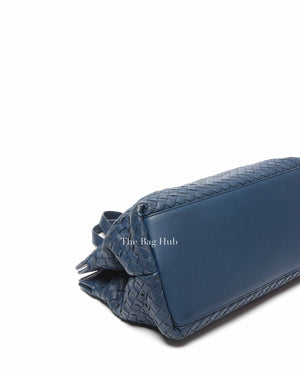 Bottega Veneta Navy Blue Intrecciato Leather Double Zip Tote Bag