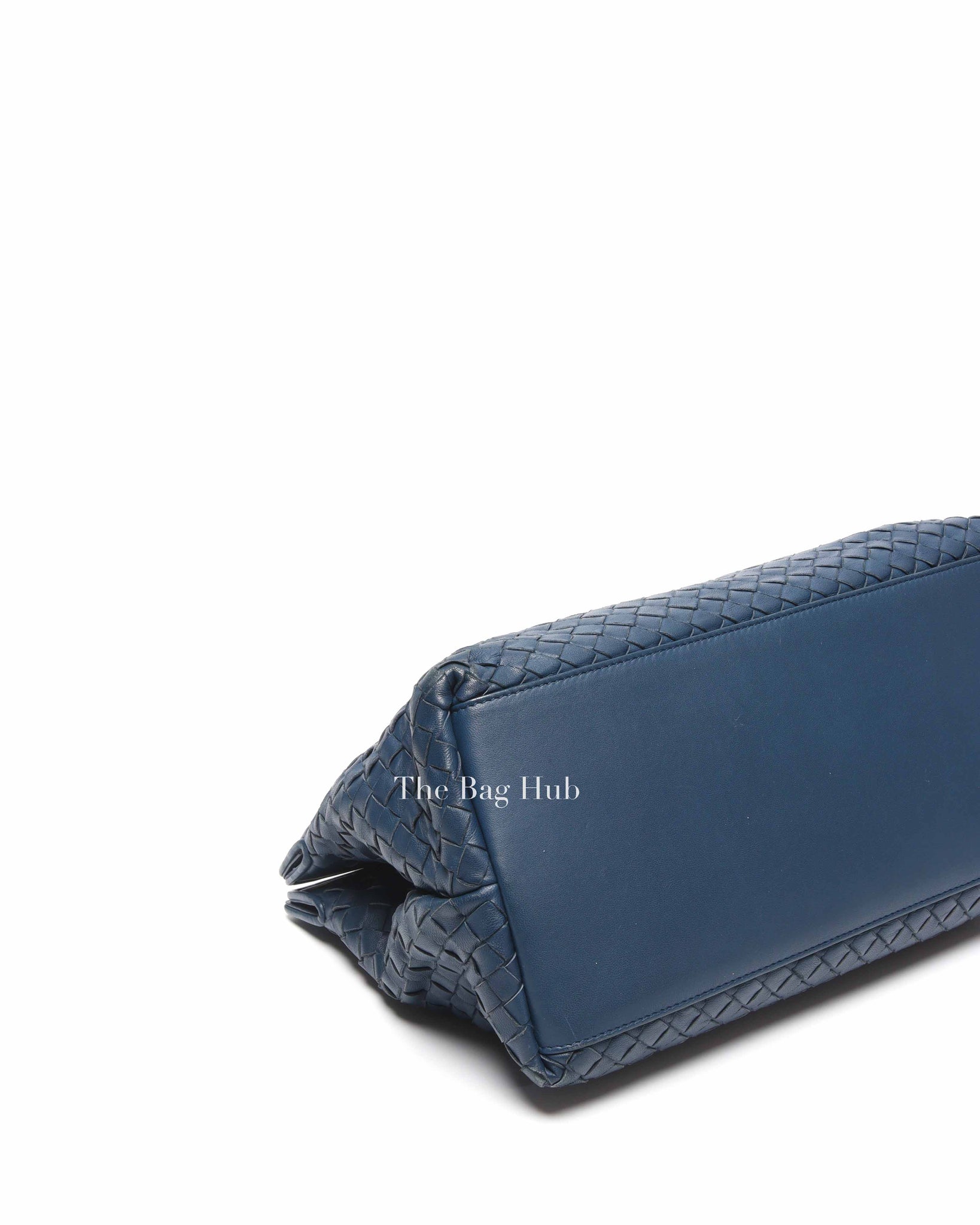 Bottega Veneta Navy Blue Intrecciato Leather Double Zip Tote Bag
