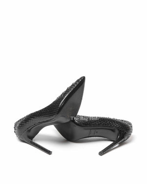 Saint Laurent Black Snakeskin Pointed Toe Pumps Size 38