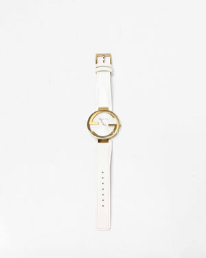Gucci White/Brushed Gold GG Interlocking Watch For Women