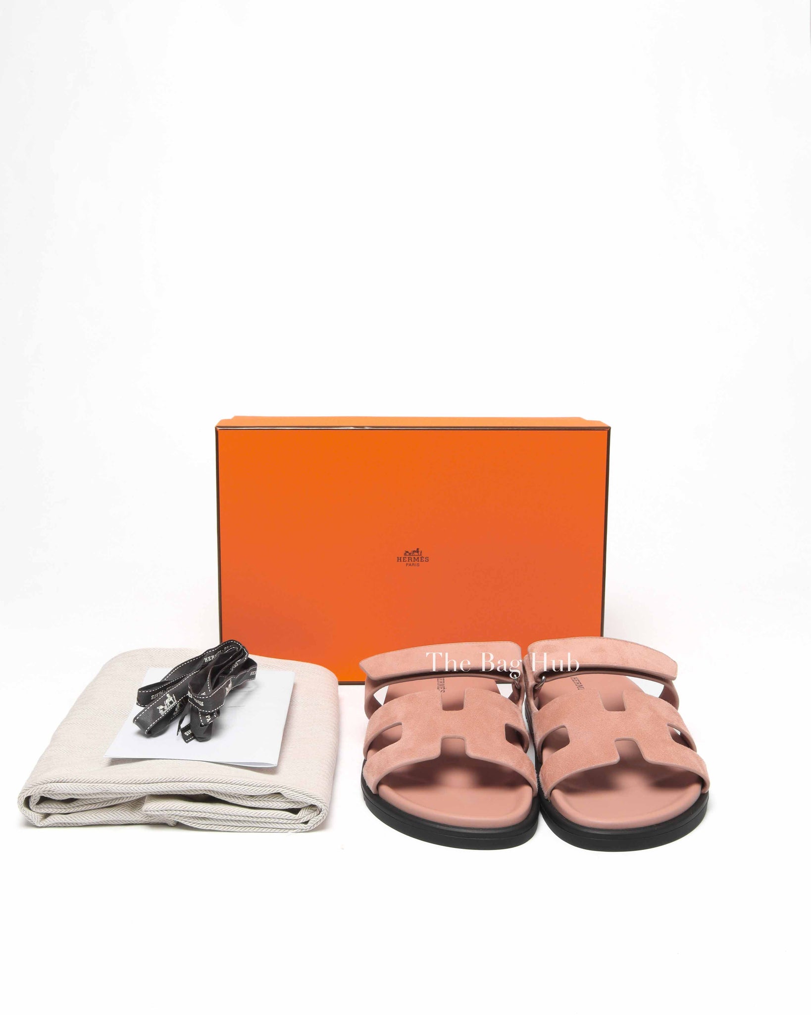 Hermes Nude Pink Suede Chypre Sandals Size 38