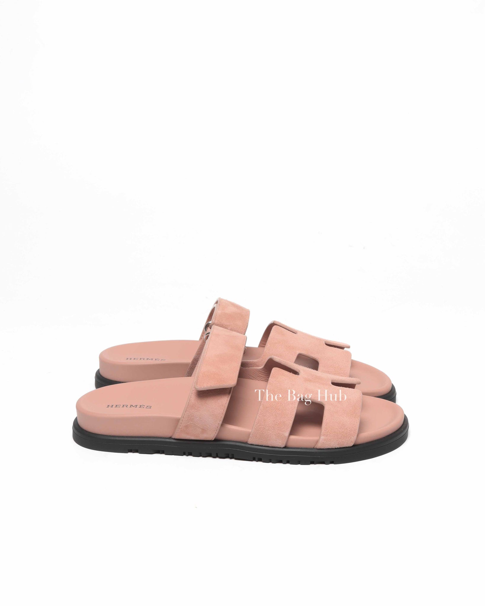 Hermes Nude Pink Suede Chypre Sandals Size 38