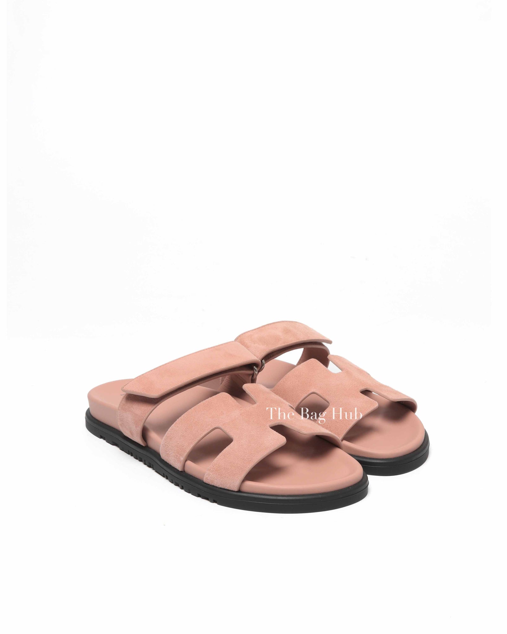 Hermes Nude Pink Suede Chypre Sandals Size 38