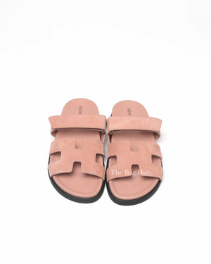 Hermes Nude Pink Suede Chypre Sandals Size 38