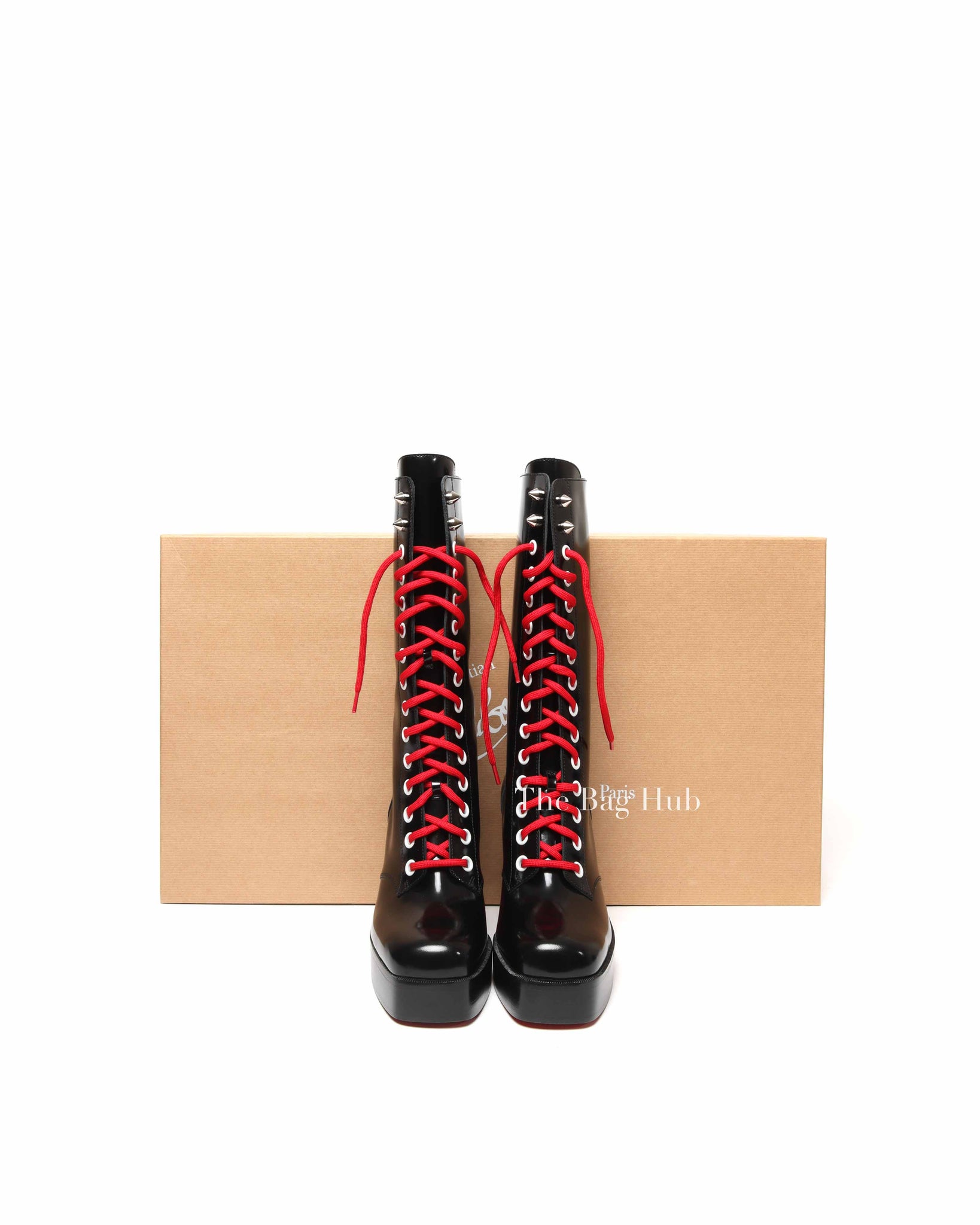 Christian Louboutin Stage Lace Leather Lace-Up Boots Women's Size 38