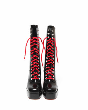 Christian Louboutin Stage Lace Leather Lace-Up Boots Women's Size 38