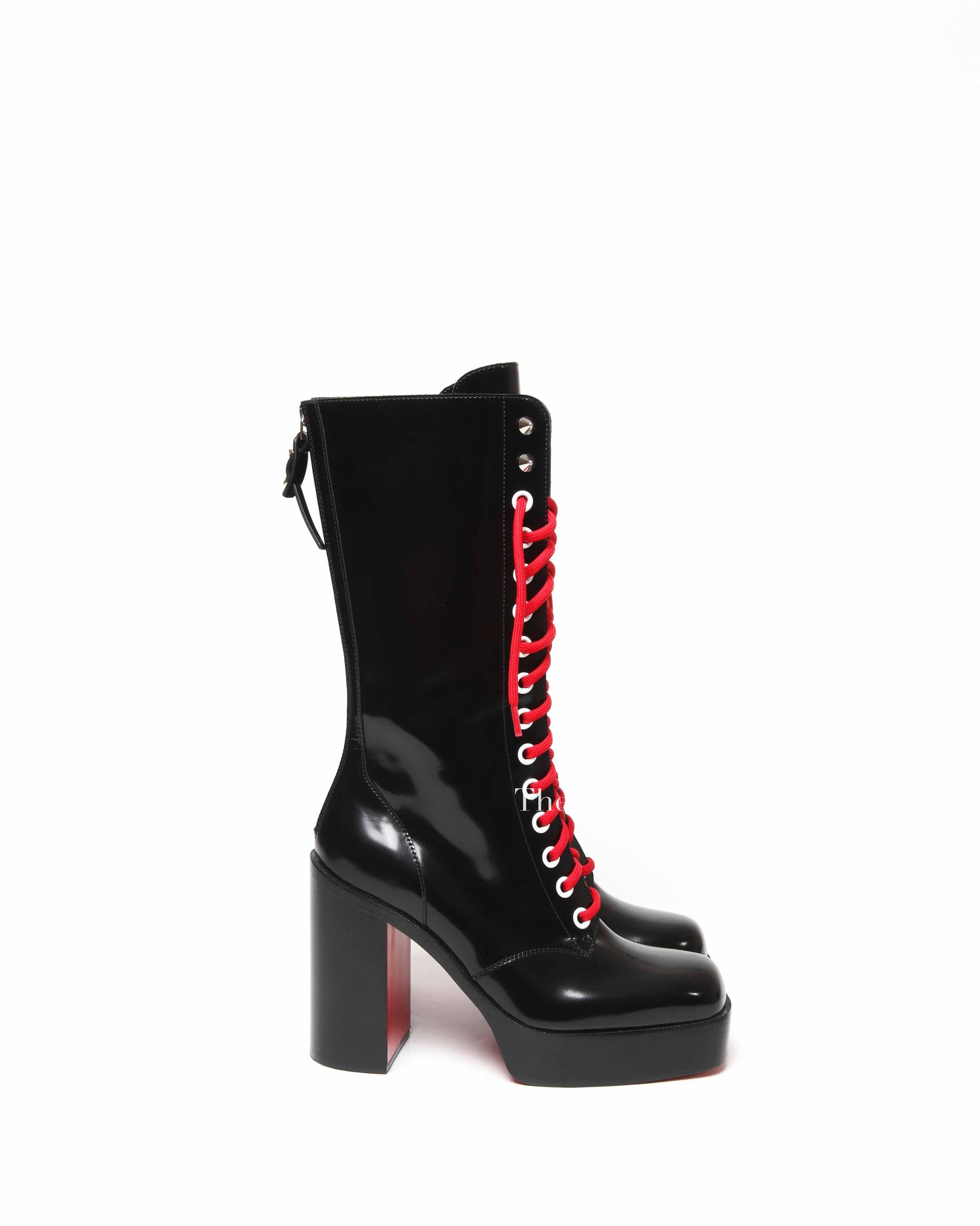 Christian Louboutin Stage Lace Leather Lace-Up Boots Women's Size 38