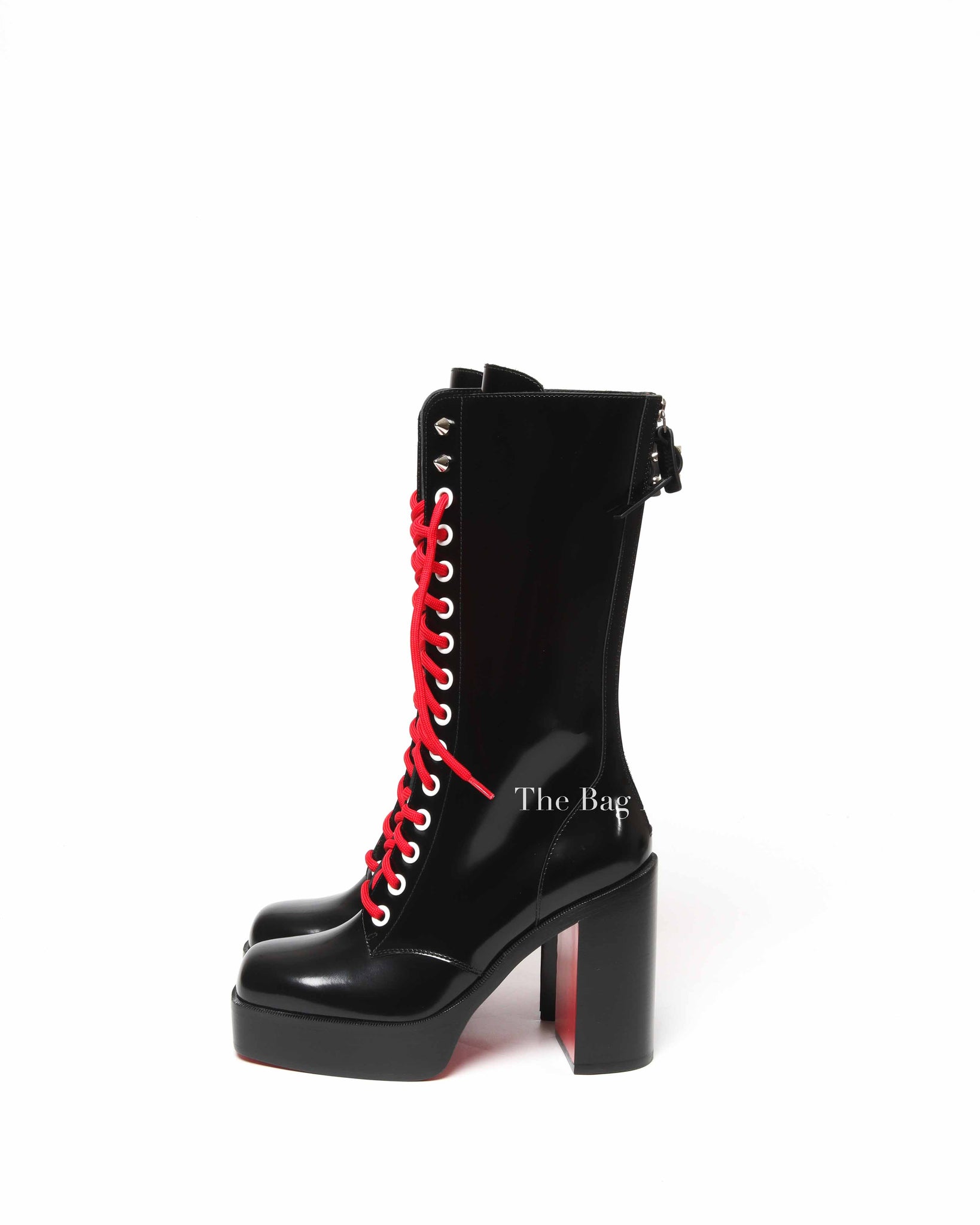 Christian Louboutin Stage Lace Leather Lace-Up Boots Women's Size 38