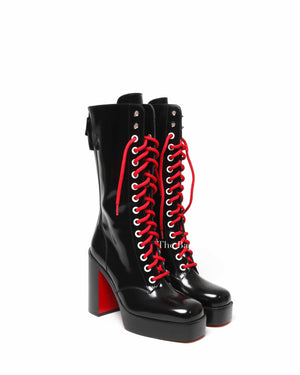 Christian Louboutin Stage Lace Leather Lace-Up Boots Women's Size 38