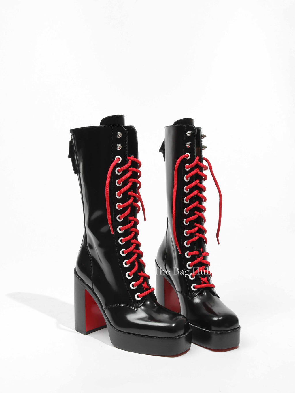 Christian Louboutin Stage Lace Leather Lace-Up Boots Women's Size 38