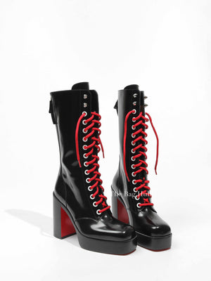 Christian Louboutin Stage Lace Leather Lace-Up Boots Women's Size 38