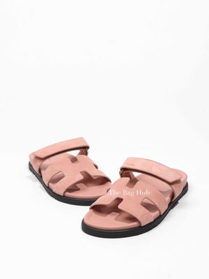 Hermes Nude Pink Suede Chypre Sandals Size 38
