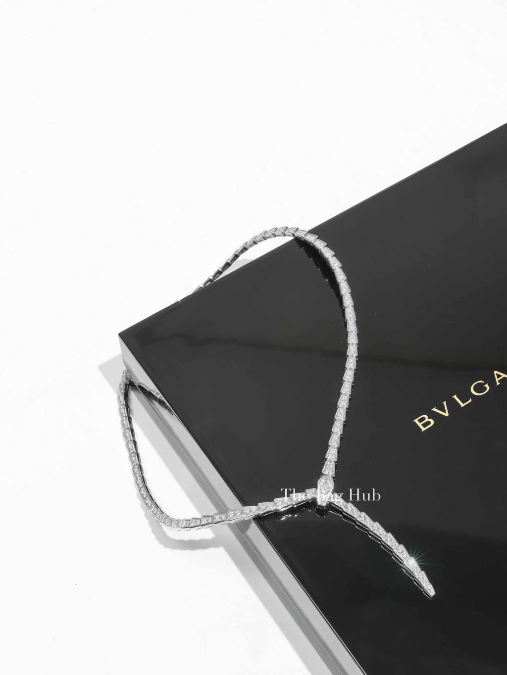 Bvlgari Serpenti Medium Viper 18KT White Gold and Full Pave Diamond Necklace