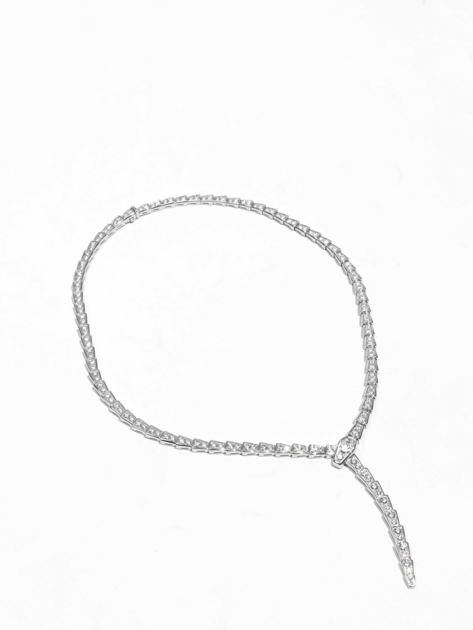 Bvlgari Serpenti Medium Viper 18KT White Gold and Full Pave Diamond Necklace