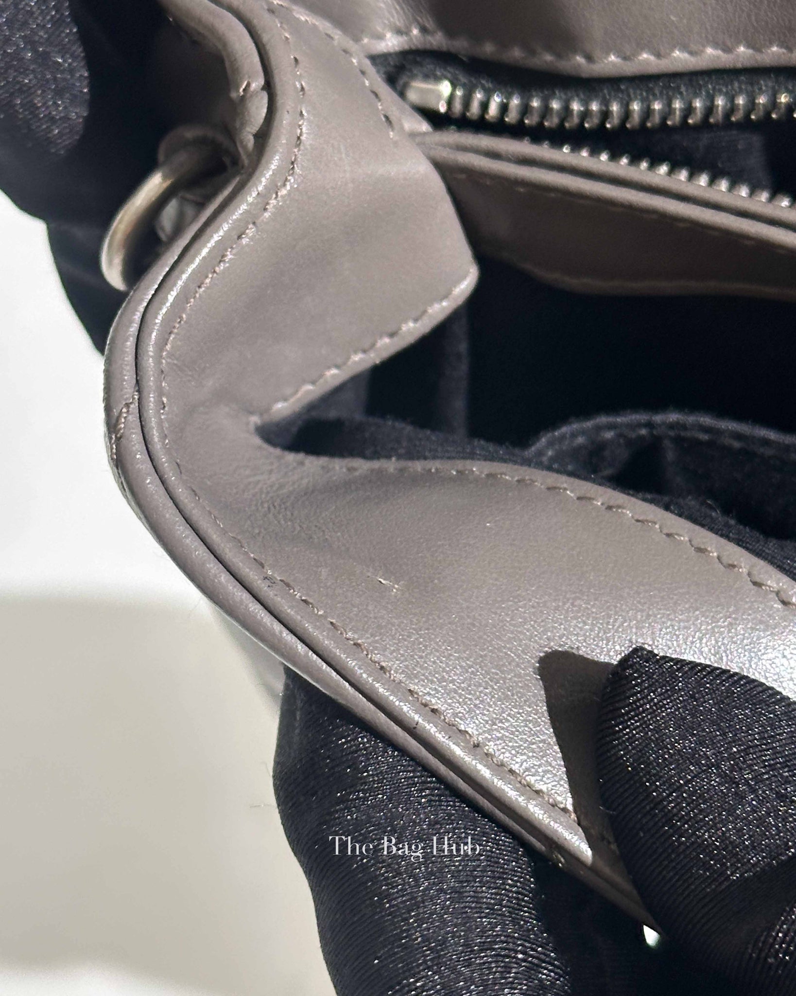 Saint Laurent Grey Calfskin Leather Quilted Monogram Toy Loulou Crossbody Bag