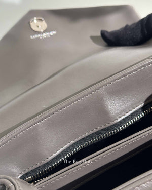 Saint Laurent Grey Calfskin Leather Quilted Monogram Toy Loulou Crossbody Bag