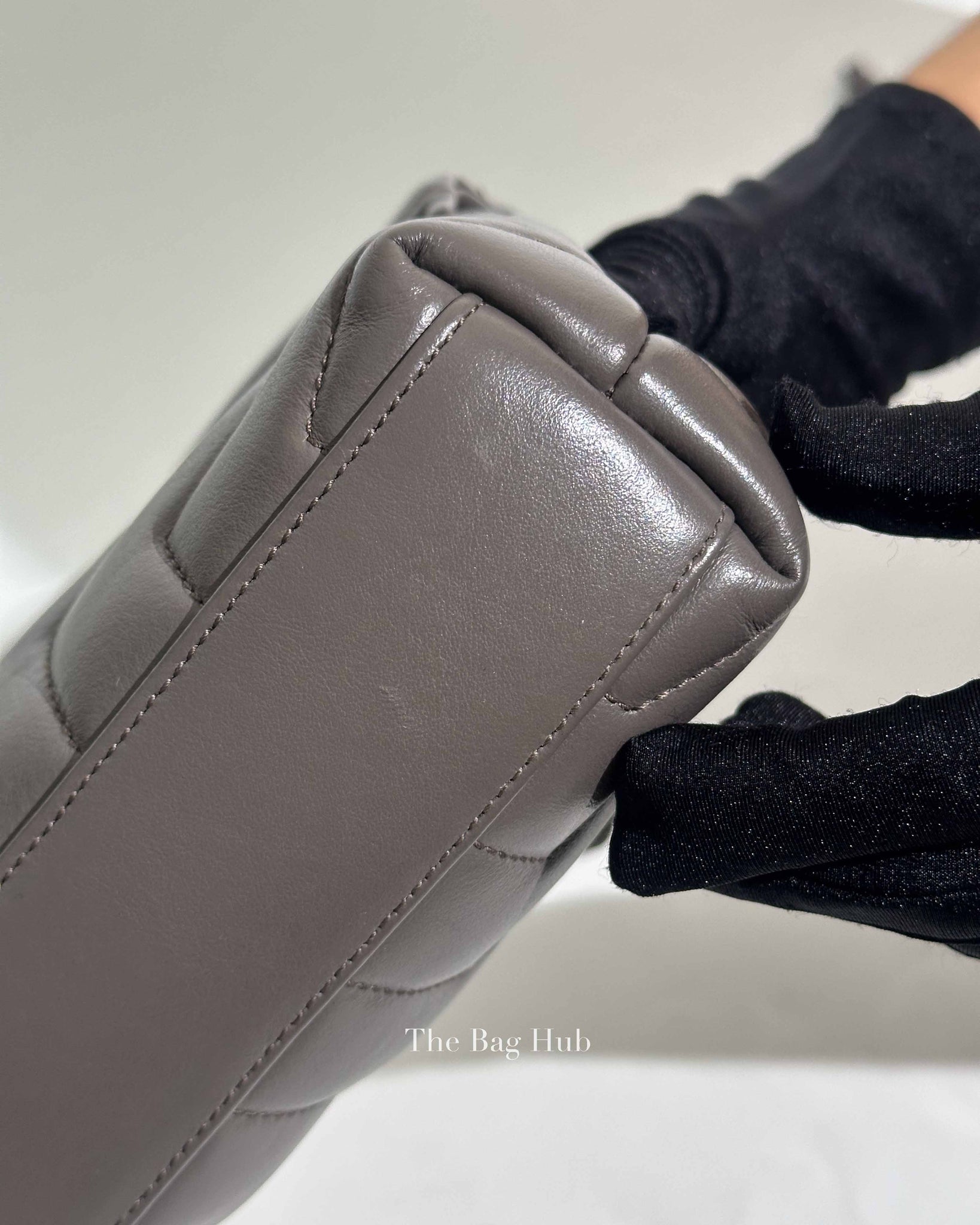Saint Laurent Grey Calfskin Leather Quilted Monogram Toy Loulou Crossbody Bag