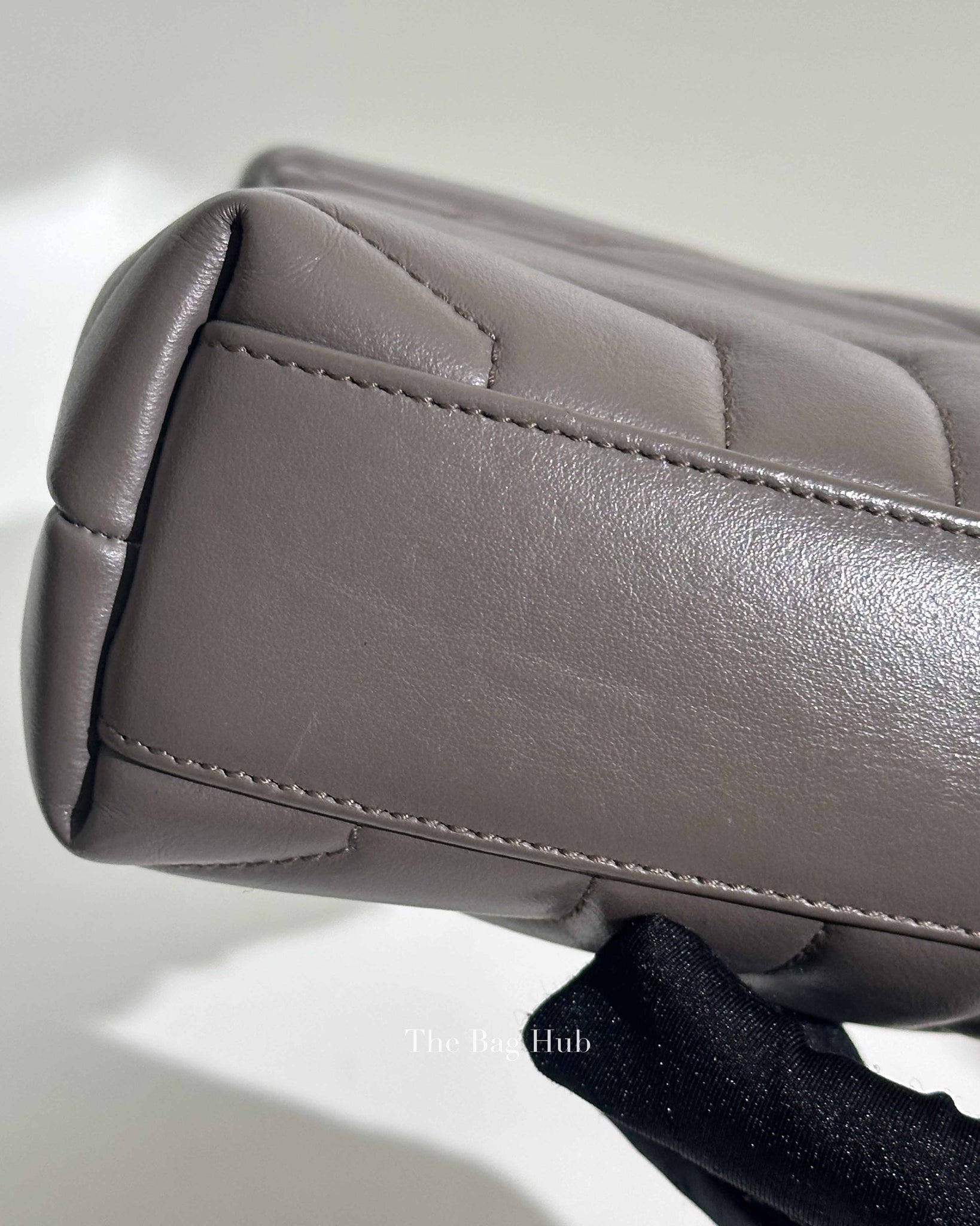 Saint Laurent Grey Calfskin Leather Quilted Monogram Toy Loulou Crossbody Bag