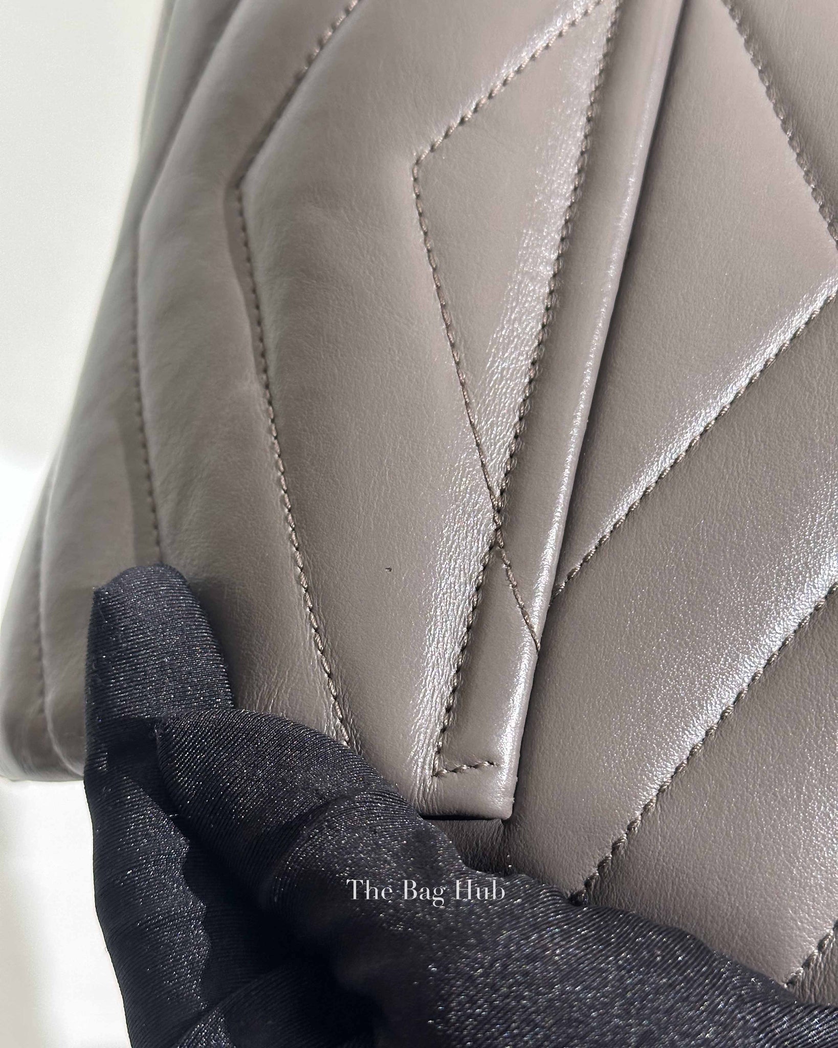 Saint Laurent Grey Calfskin Leather Quilted Monogram Toy Loulou Crossbody Bag