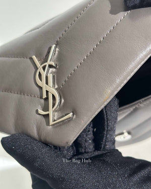 Saint Laurent Grey Calfskin Leather Quilted Monogram Toy Loulou Crossbody Bag