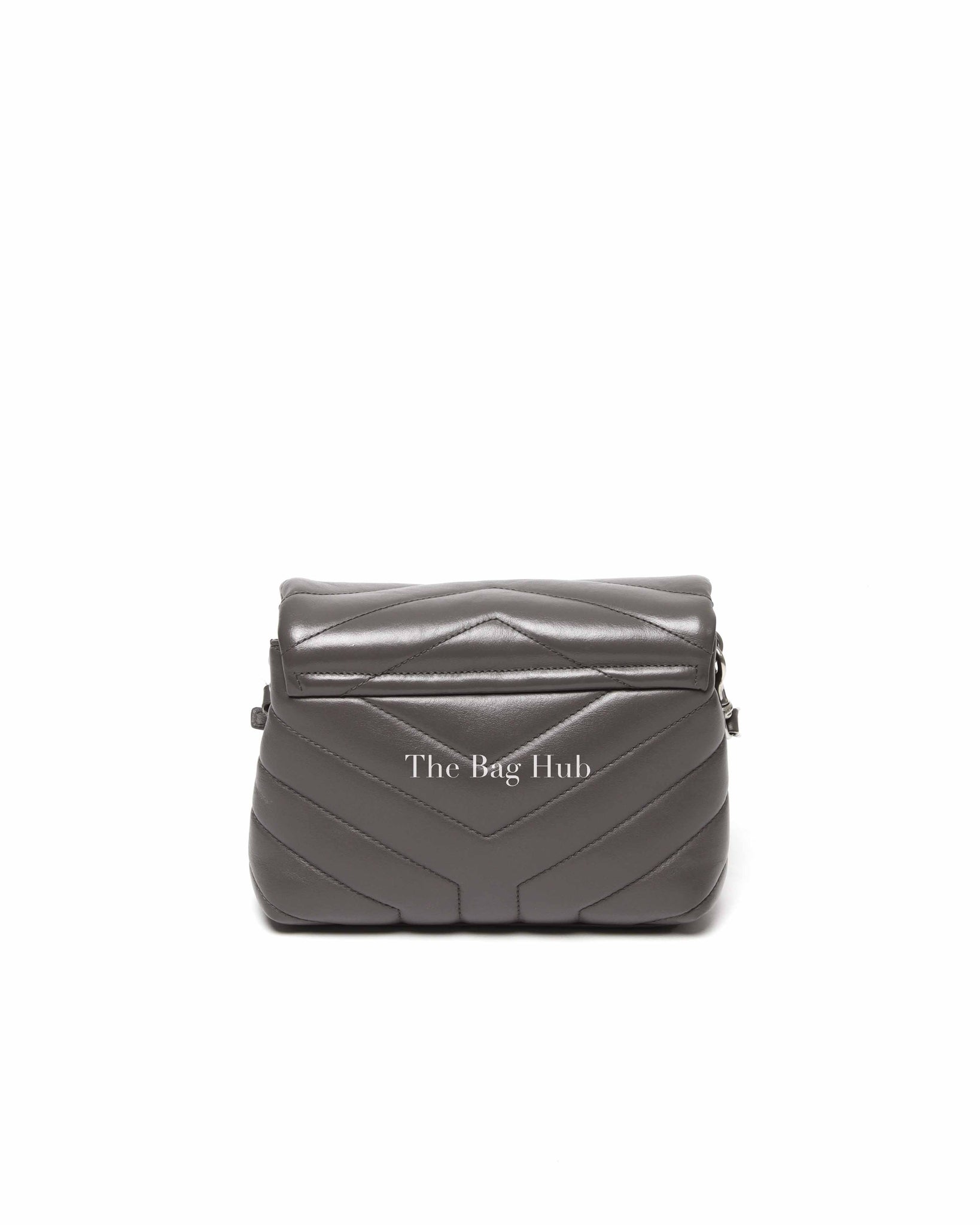 Saint Laurent Grey Calfskin Leather Quilted Monogram Toy Loulou Crossbody Bag