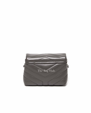 Saint Laurent Grey Calfskin Leather Quilted Monogram Toy Loulou Crossbody Bag