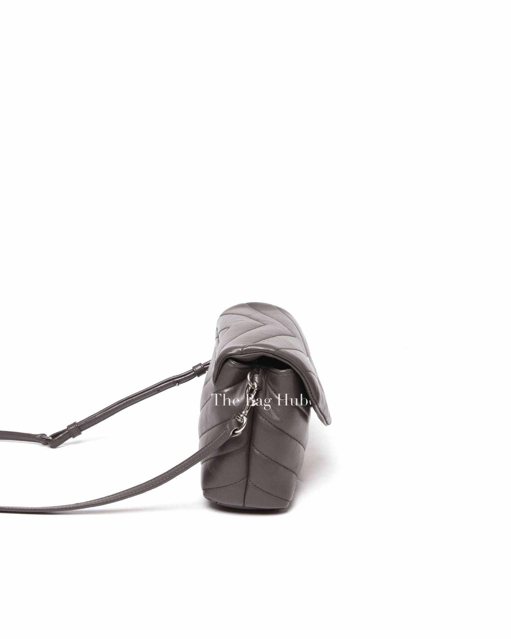 Saint Laurent Grey Calfskin Leather Quilted Monogram Toy Loulou Crossbody Bag
