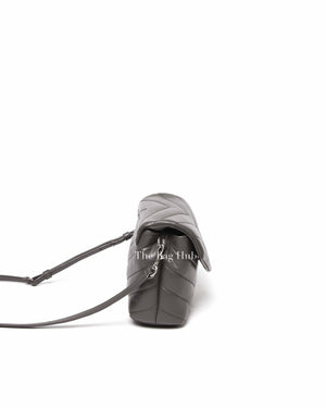 Saint Laurent Grey Calfskin Leather Quilted Monogram Toy Loulou Crossbody Bag