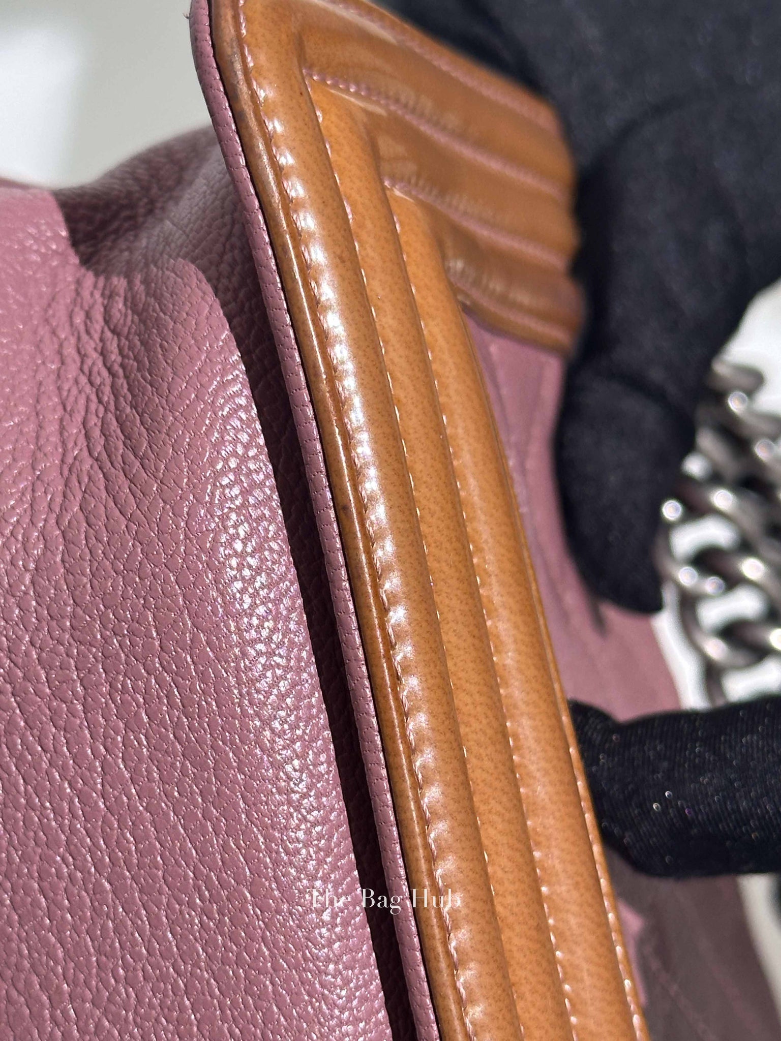 Chanel Purple/Brown Quilted Patent and Leather Small Boy Flap Bag