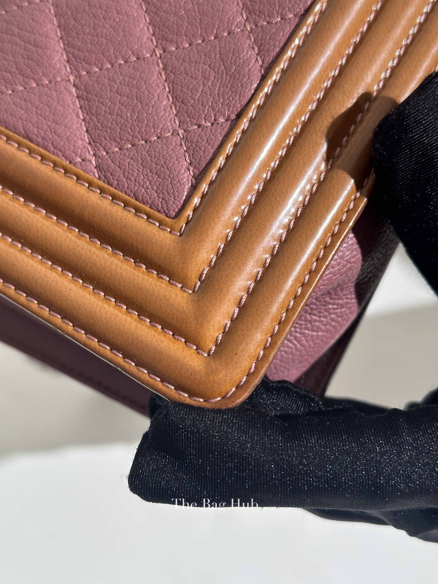 Chanel Purple/Brown Quilted Patent and Leather Small Boy Flap Bag