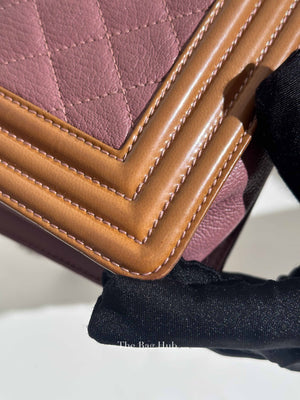 Chanel Purple/Brown Quilted Patent and Leather Small Boy Flap Bag