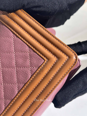 Chanel Purple/Brown Quilted Patent and Leather Small Boy Flap Bag