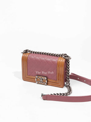 Chanel Purple/Brown Quilted Patent and Leather Small Boy Flap Bag